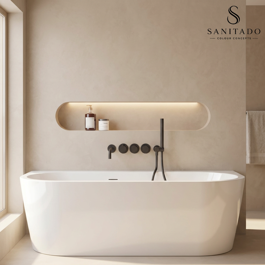 Half vrijstaand ligbad Sanitado Elements Bareiss 180x80cm glanzend wit