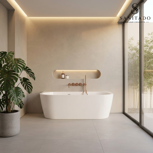 Half vrijstaand ligbad Sanitado Elements Bareiss 180x80cm mat wit