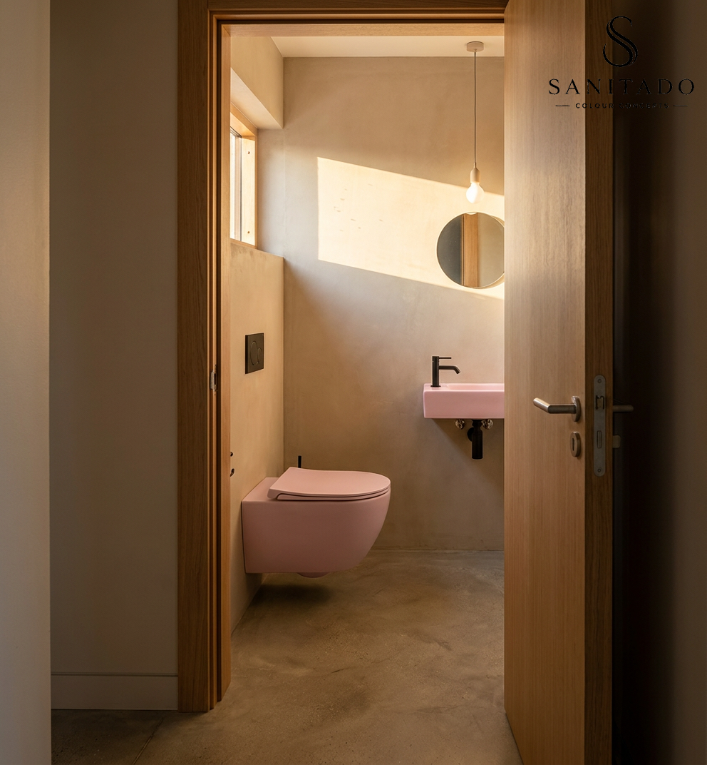 Toilet fonteinbakje Sanitado rainbow links 37 x 18 x 9 cm mat roze