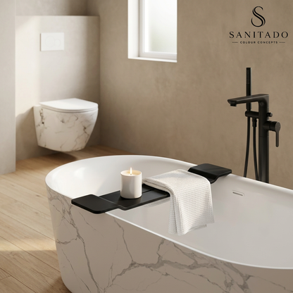 Badplank Sanitado Elements Hinza solid surface 95x15cm mat zwart
