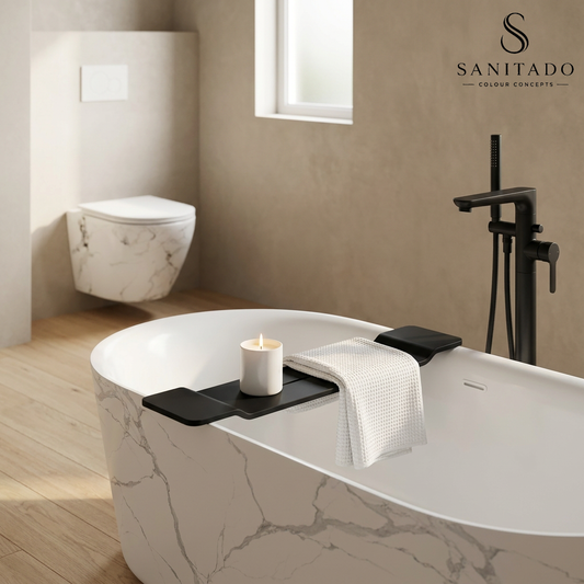 Badplank Sanitado Elements Hinza solid surface 95x15cm mat zwart