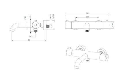 Thermostatische opbouw badkraan Sanitado Industry in RVS