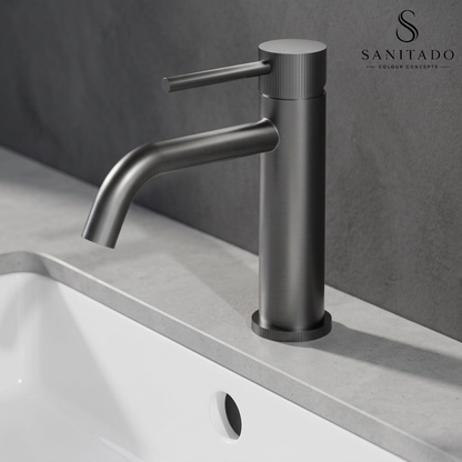 Wastafelmengkraan Sanitado Industry RVS-304 met gebogen uitloop in gunmetal