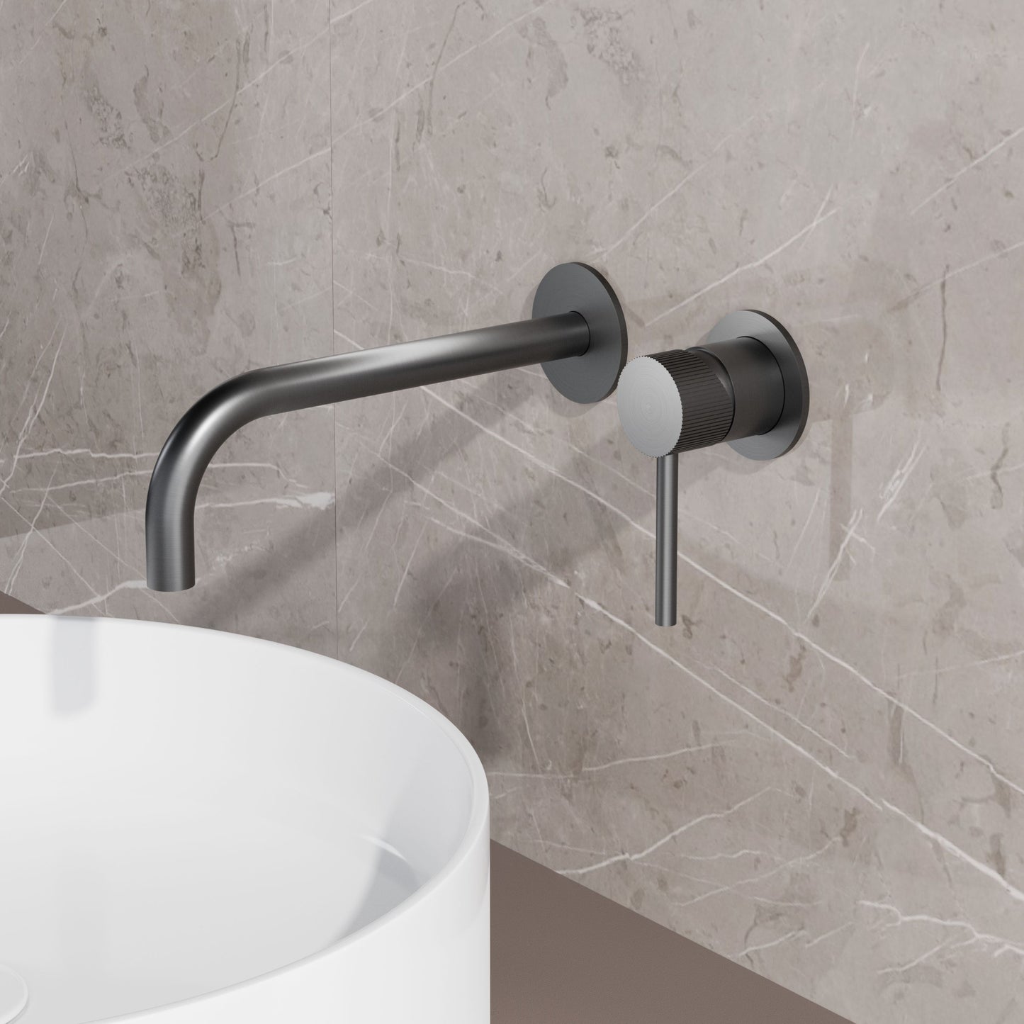 Complete wandinbouw mengkraan Sanitado Industry Class in gunmetal