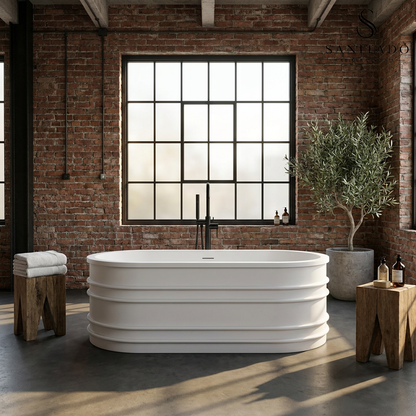 Vrijstaand Ligbad Sanitado Industry Ribble 168x78cm mat wit