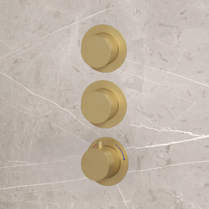 Complete 3-knops inbouw douche- of badthermostaat Sanitado Industry in mat goud