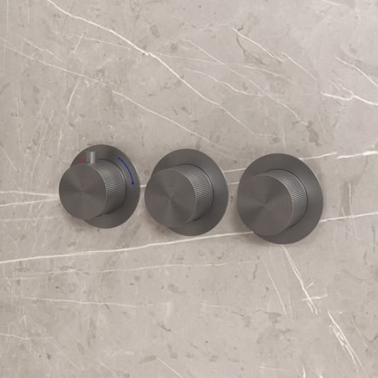 Complete 3-knops inbouw douche- of badthermostaat Sanitado Industry in gunmetal