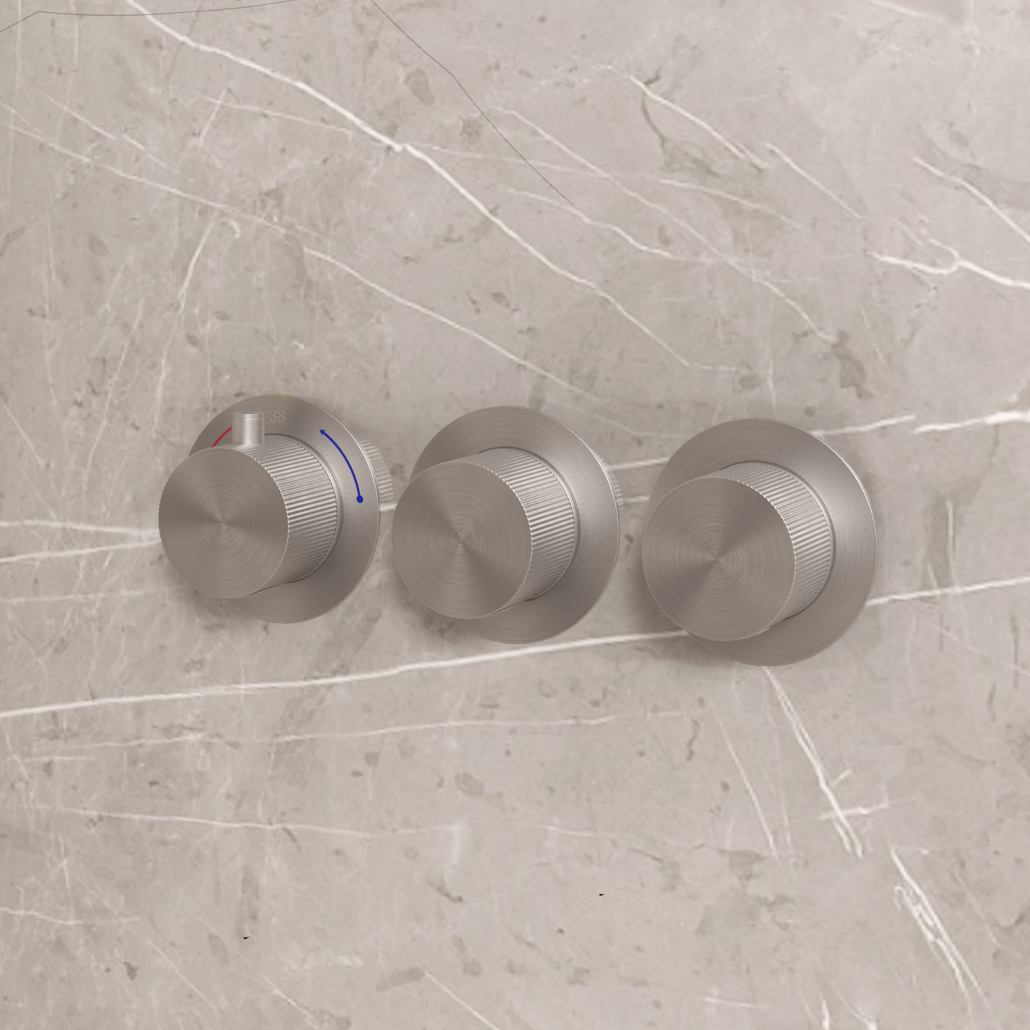 Complete 3-knops inbouw douche- of badthermostaat Sanitado Industry in RVS