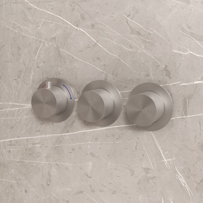 Complete 3-knops inbouw douche- of badthermostaat Sanitado Industry in RVS