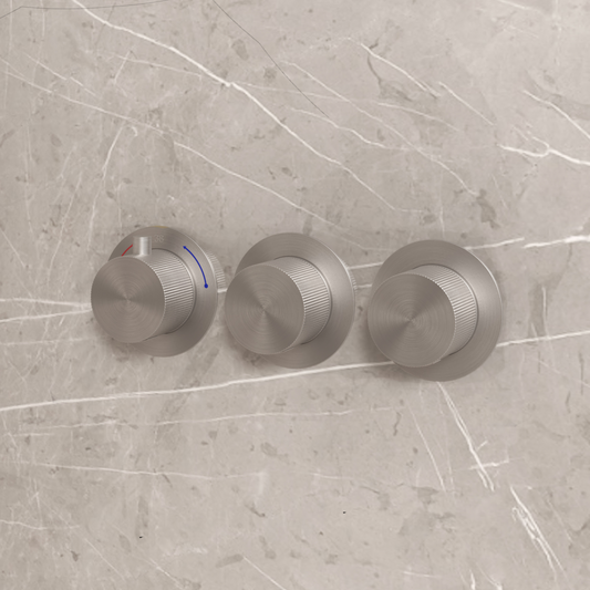 Complete 3-knops inbouw douche- of badthermostaat Sanitado Industry in RVS