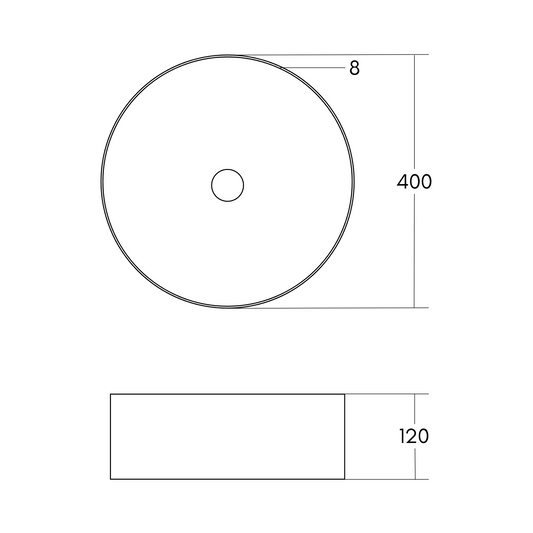 Opbouw waskom Sanitado rainbow  40cm x 12cm keramiek in mat grijs
