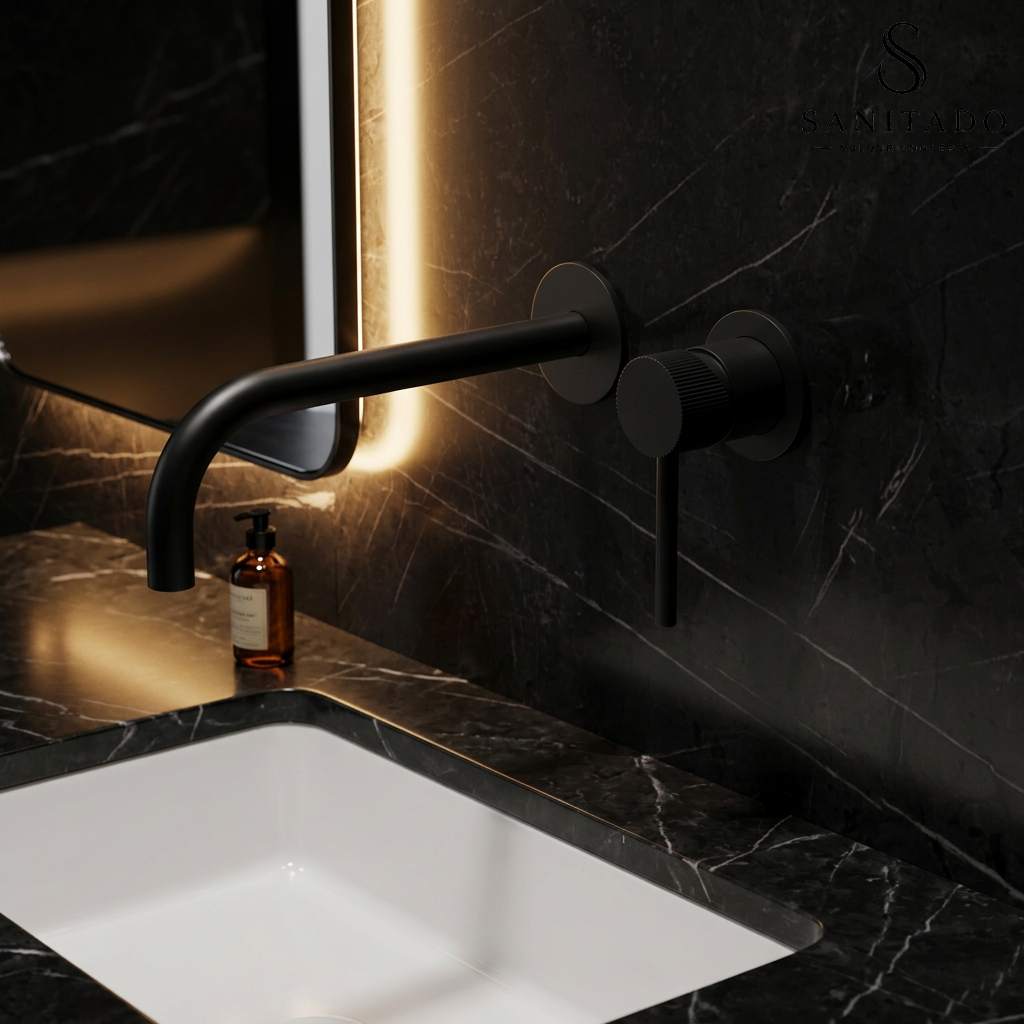 Sanitado Industry Luxe RVS Wandinbouw Mengkraan Mat Zwart