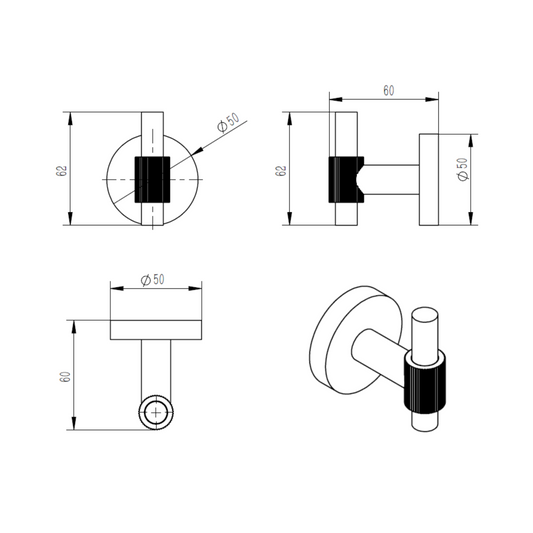Handdoekhaak Sanitado Industry High End in mat zwart