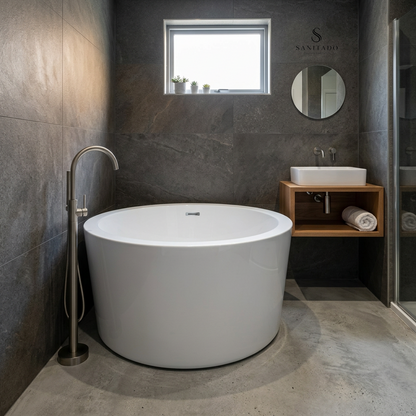 Vrijstaand ligbad Sanitado Industry Zen 104cm rond in glanzend wit