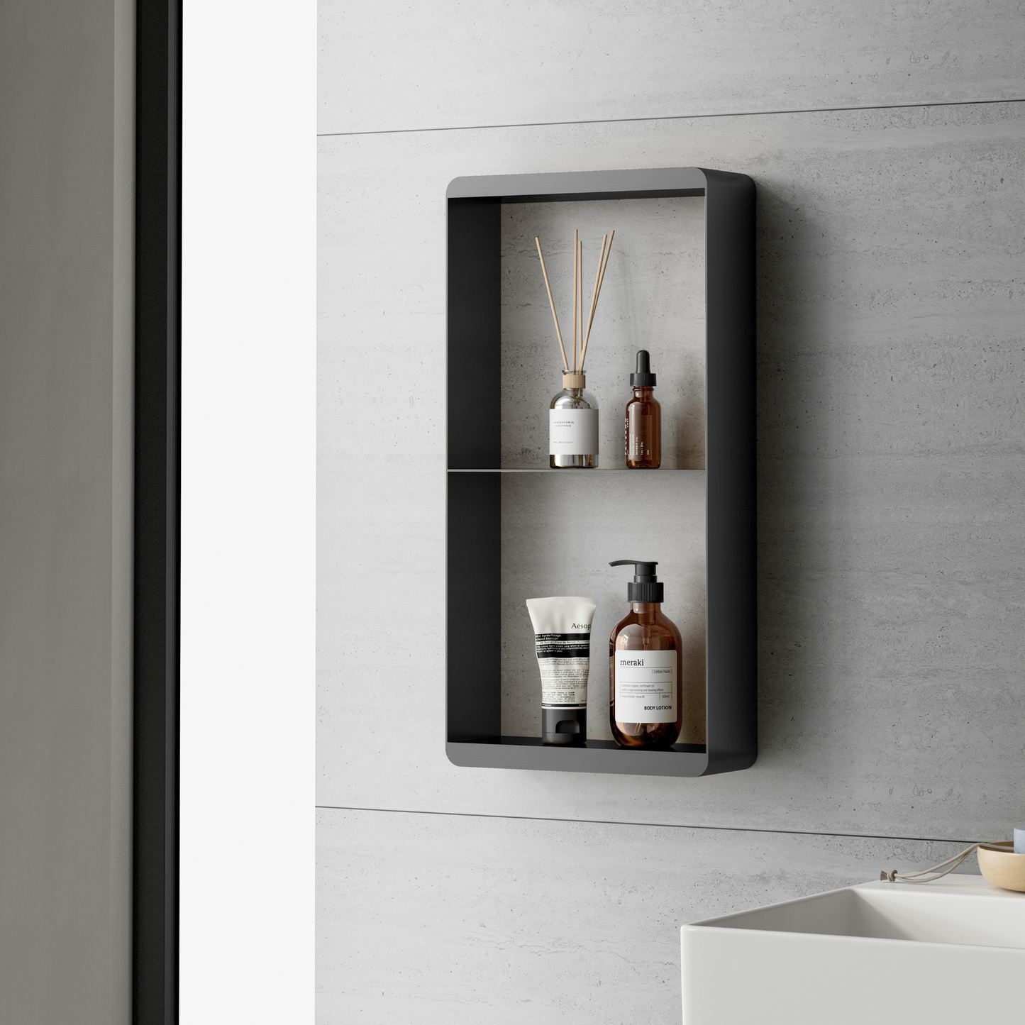 Hangend doucherek 50x25x9cm Sanitado Industry Soap in gunmetal