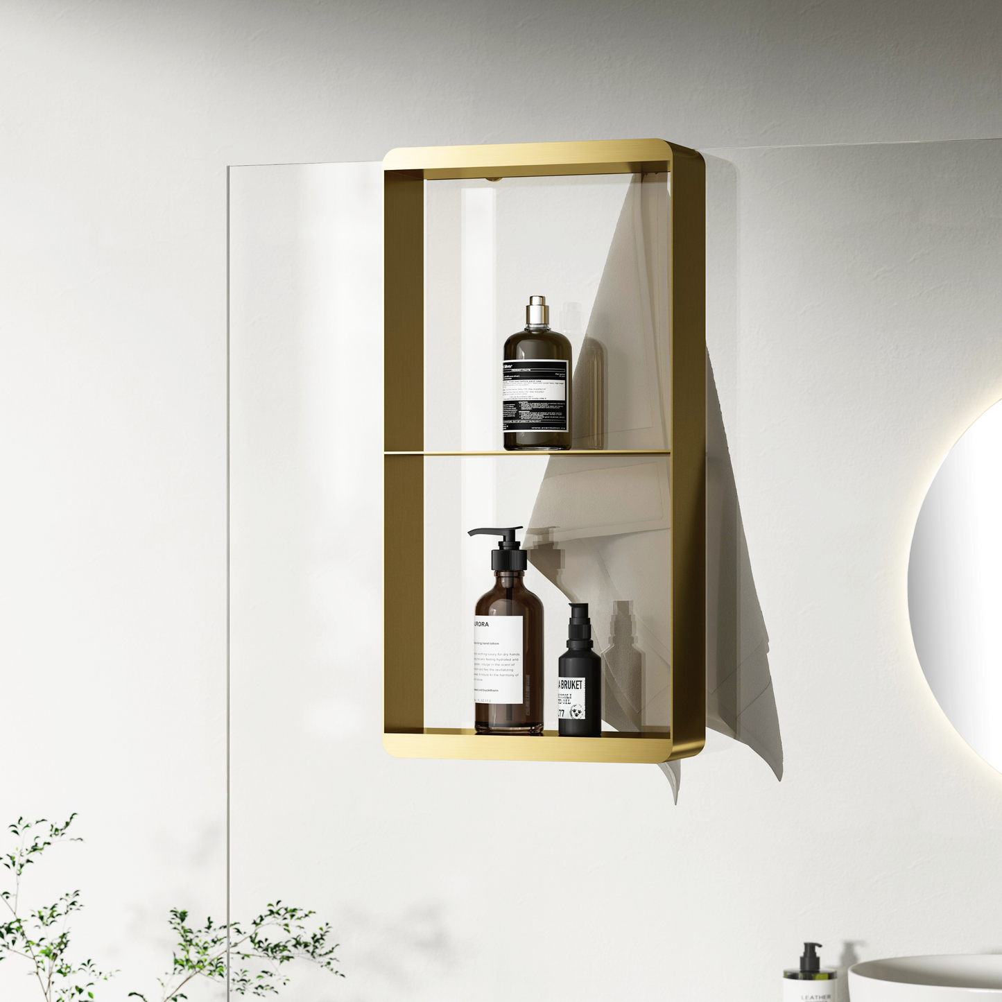 Hangend doucherek 50x25x9cm Sanitado Industry Soap in mat goud