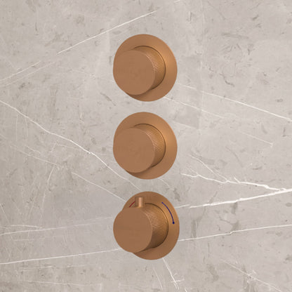 Complete 3-knops inbouw douche- of badthermostaat Sanitado Industry in mat brons