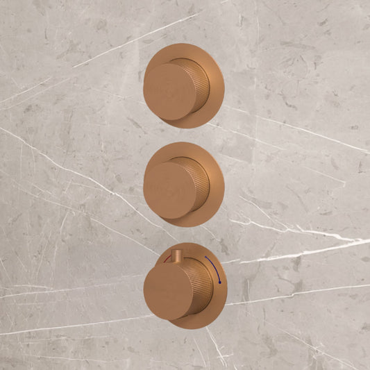 Complete 3-knops inbouw douche- of badthermostaat Sanitado Industry in mat brons