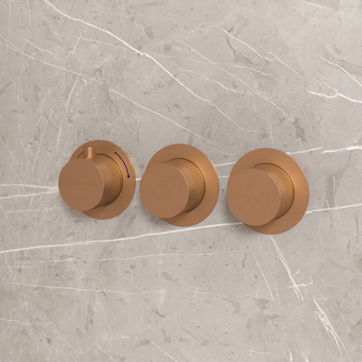 Complete 3-knops inbouw douche- of badthermostaat Sanitado Industry in mat brons