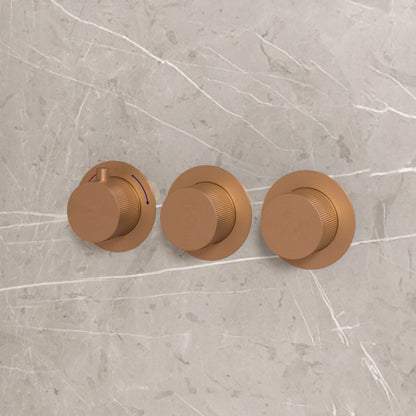 Complete 3-knops inbouw douche- of badthermostaat Sanitado Industry in mat brons