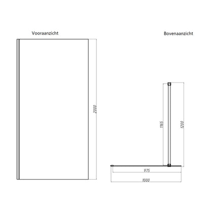 Sanitado Dalis Inloopdouche Rookglas Chrome Profielen 100x200 cm