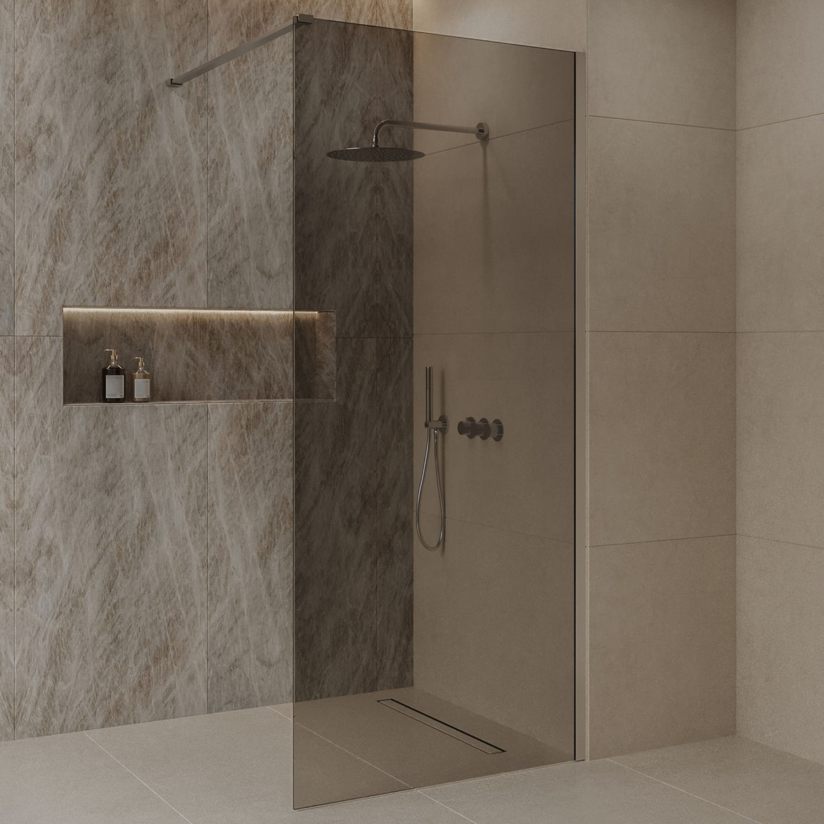 Sanitado Dalis Inloopdouche Rookglas RVS Profielen 100x200 cm