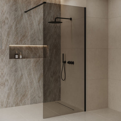 Sanitado Dalis Inloopdouche Rookglas Mat Zwart Profielen 90x200 cm