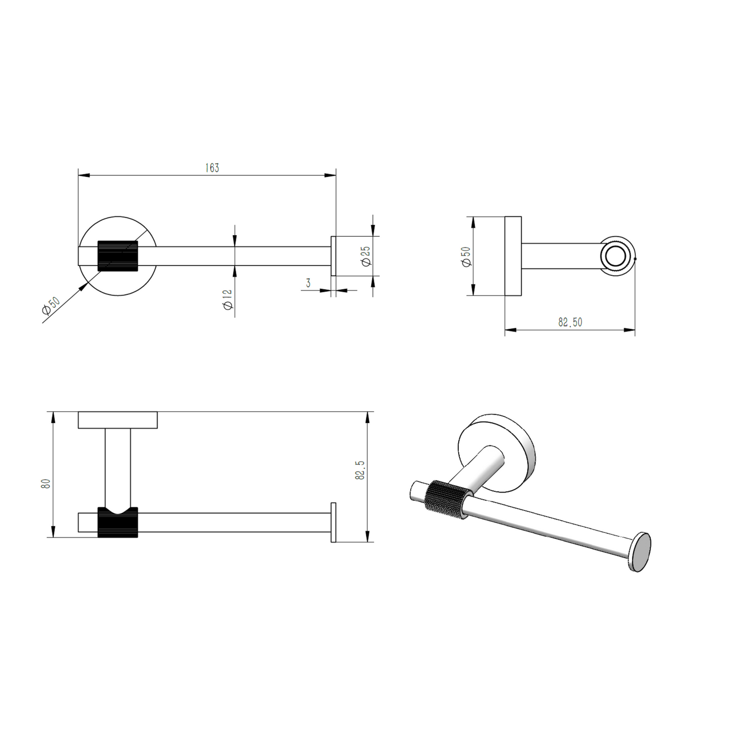 Toiletaccessoires set Sanitado Industry met borstel, rolhouder en handdoekhaak in mat brons