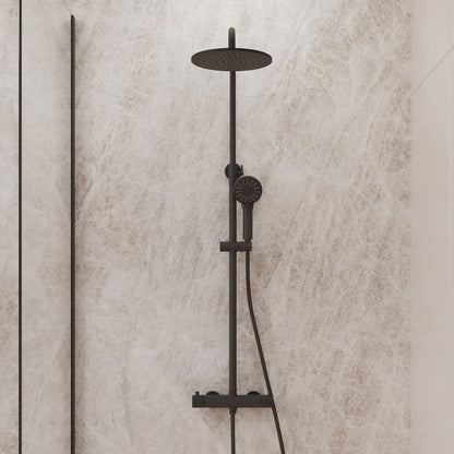 Complete thermostatische regendouche rond Sanitado Industry in mat zwart