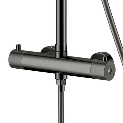 Complete thermostatische regendouche rond Sanitado Industry RVS-304 in gunmetal