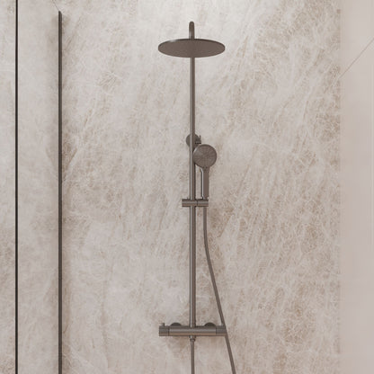 Complete thermostatische regendouche rond Sanitado Industry RVS-304 in gunmetal
