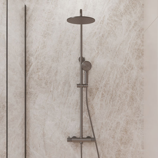 Complete thermostatische regendouche rond Sanitado Industry RVS-304 in gunmetal