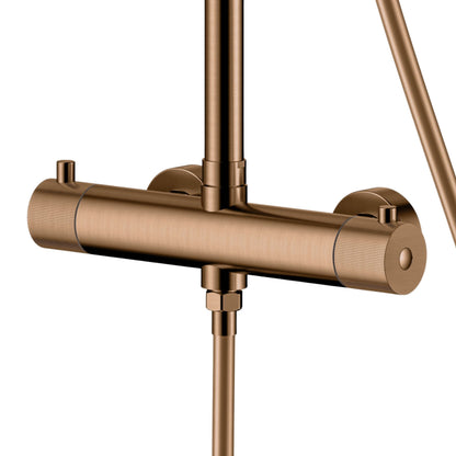 Complete thermostatische regendouche rond Sanitado Industry in mat brons