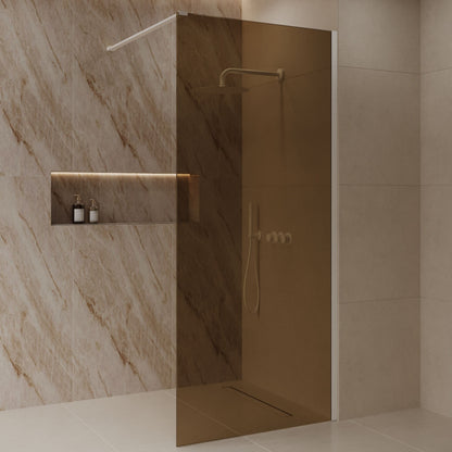 Sanitado Dalis Inloopdouche Sepia Glas Mat Wit Profielen 120x200 cm