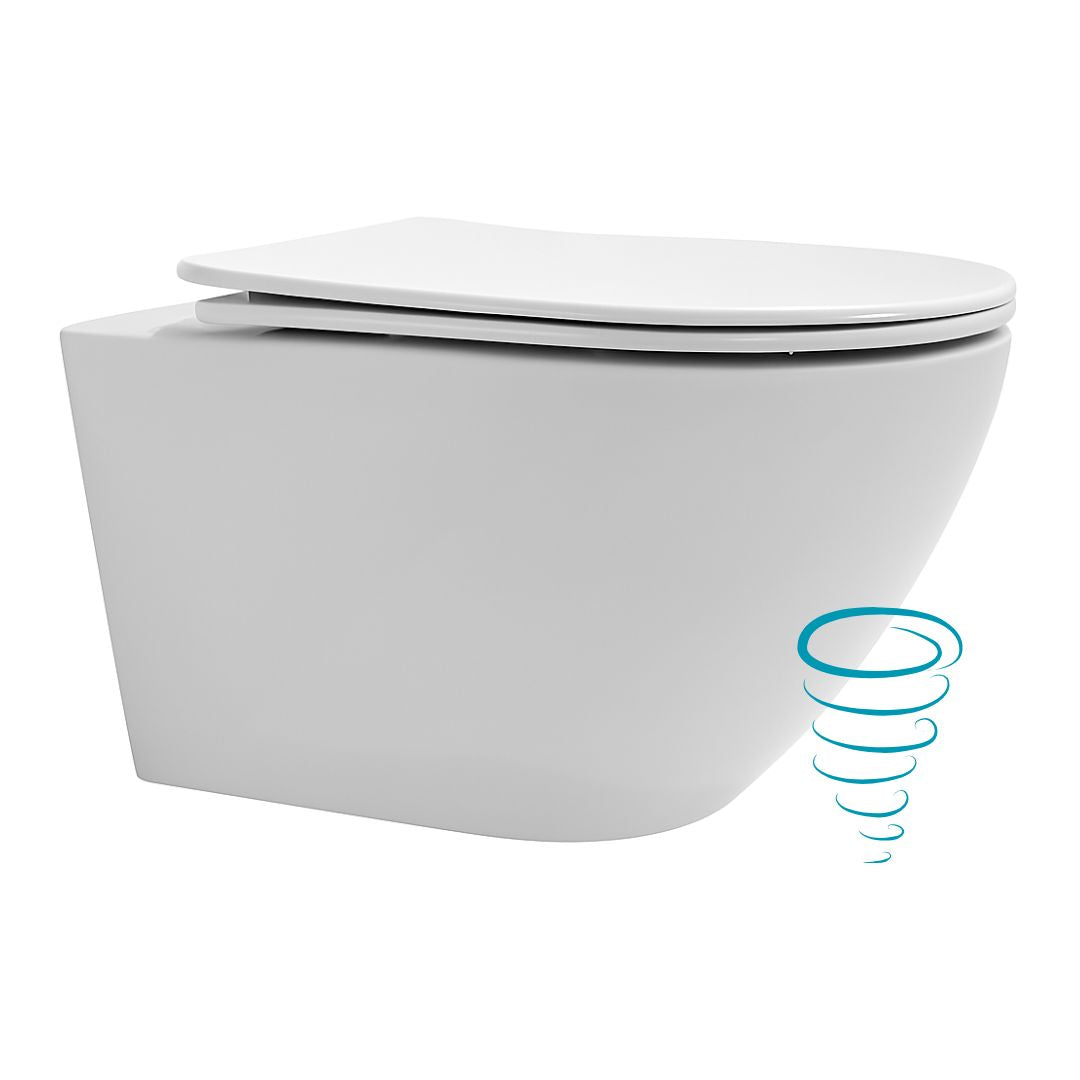 Wandcloset Sanitado Tornado Flush randloos met softclose toiletzitting in glanzend wit