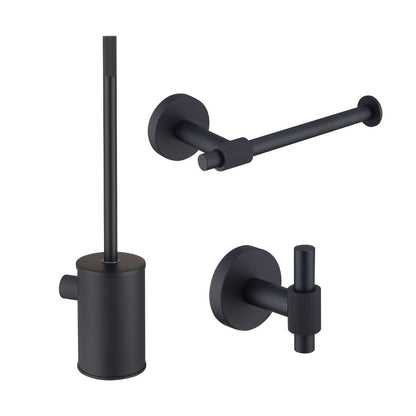 Toiletaccessoires set Sanitado Industry met borstel, rolhouder en handdoekhaak in mat zwart RVS