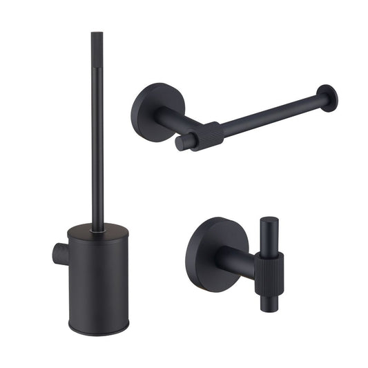 Toiletaccessoires set Sanitado Industry met borstel, rolhouder en handdoekhaak in mat zwart RVS