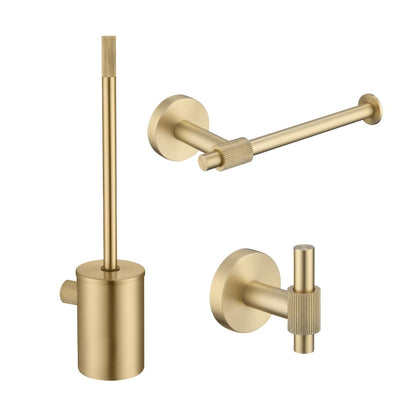 Toiletaccessoires set Sanitado Industry met borstel, rolhouder en handdoekhaak in mat goud