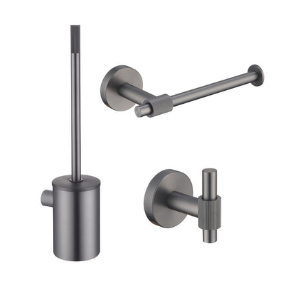 Toiletaccessoires set Sanitado Industry met borstel, rolhouder en handdoekhaak in gunmetal