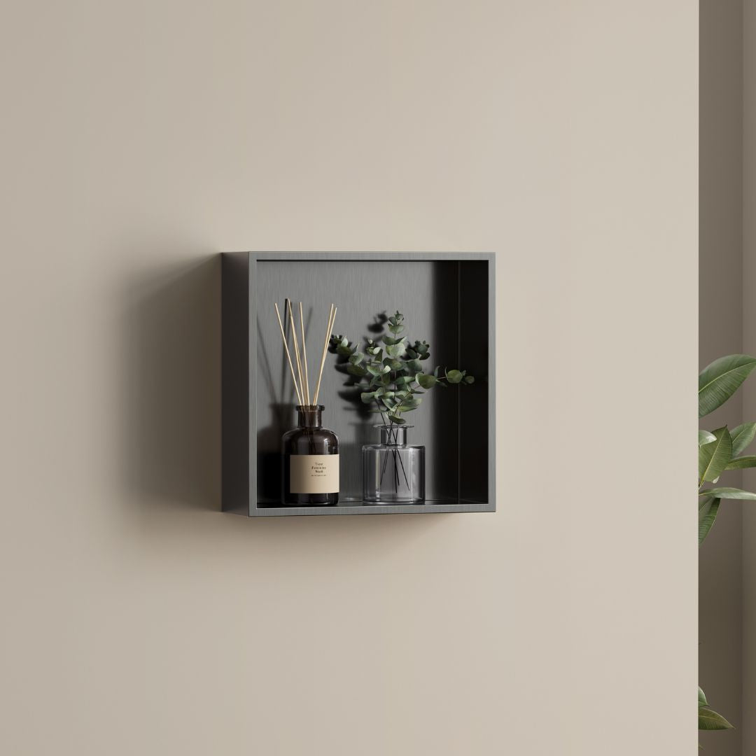 Badkamer opbouwnis 30x30x8cm Sanitado Industry Logy in gunmetal