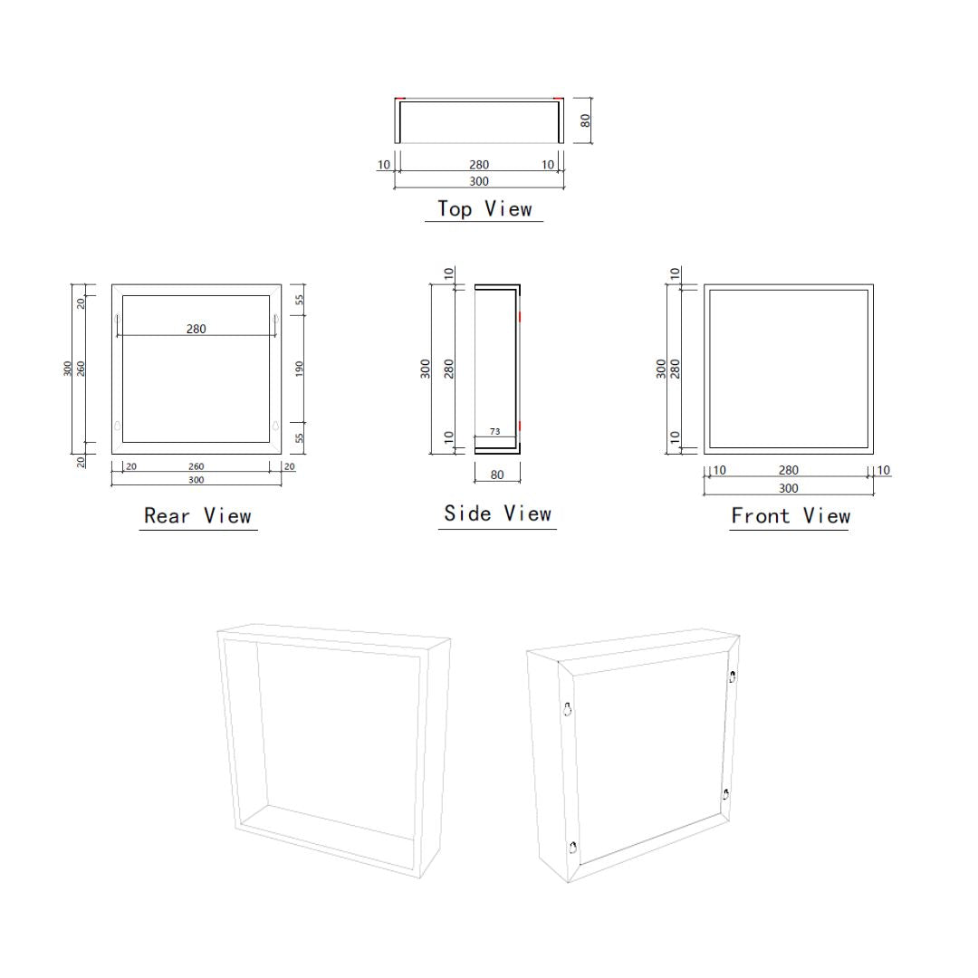Badkamer opbouwnis 30x30x8cm Sanitado Industry Logy in mat goud
