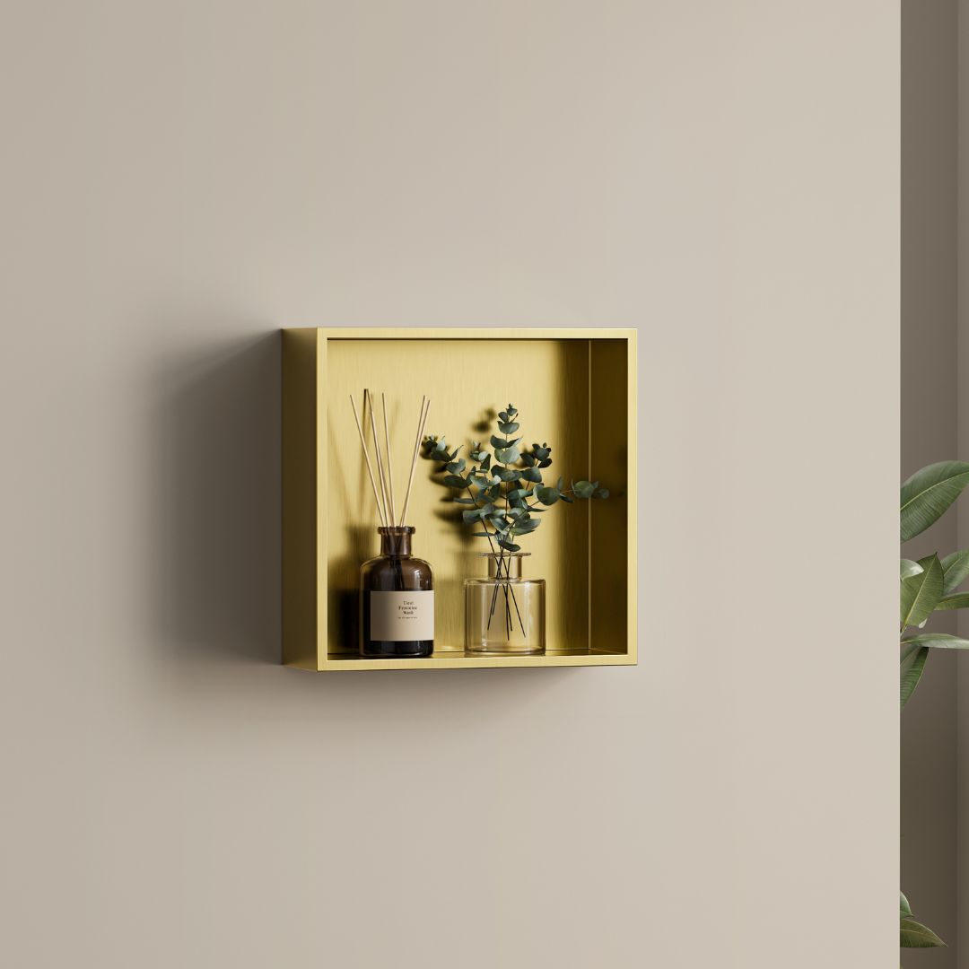 Badkamer opbouwnis 30x30x8cm Sanitado Industry Logy in mat goud