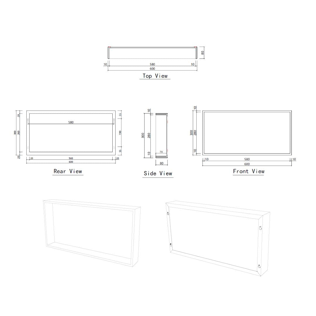 Badkamer opbouwnis 60x30x8cm Sanitado Industry Bandy in mat goud