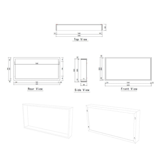 Badkamer opbouwnis 60x30x8cm Sanitado Industry Bandy in mat goud