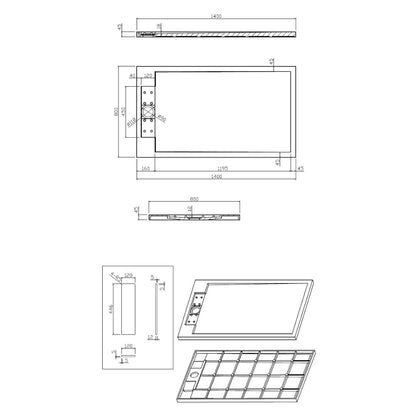 Sanitado Elements Decent Douchebak Mat Wit 140x80cm Solid Surface