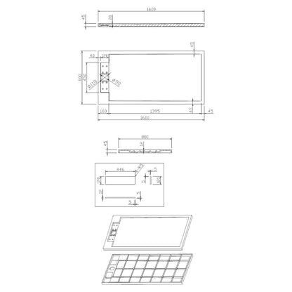 Sanitado Elements Decent Douchebak Mat Wit 160x80cm Solid Surface