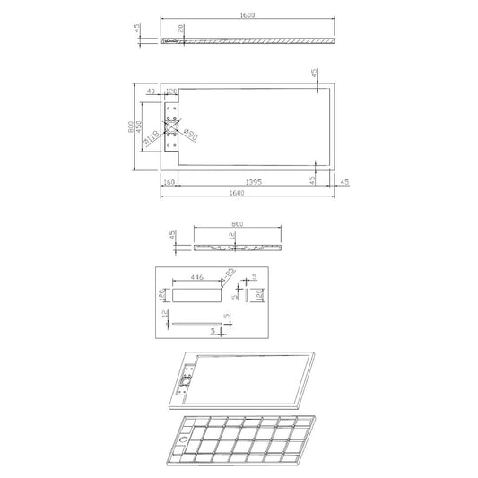 Sanitado Elements Decent Douchebak Mat Wit 160x80cm Solid Surface