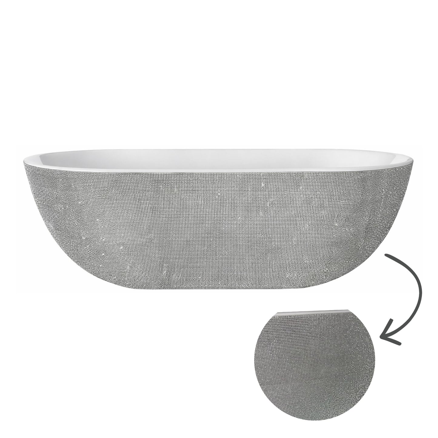 Vrijstaand ligbad Sanitado Industry Diamonds 180x86cm zilver