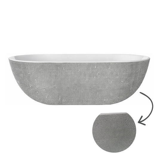 Vrijstaand ligbad Sanitado Industry Diamonds 180x86cm zilver