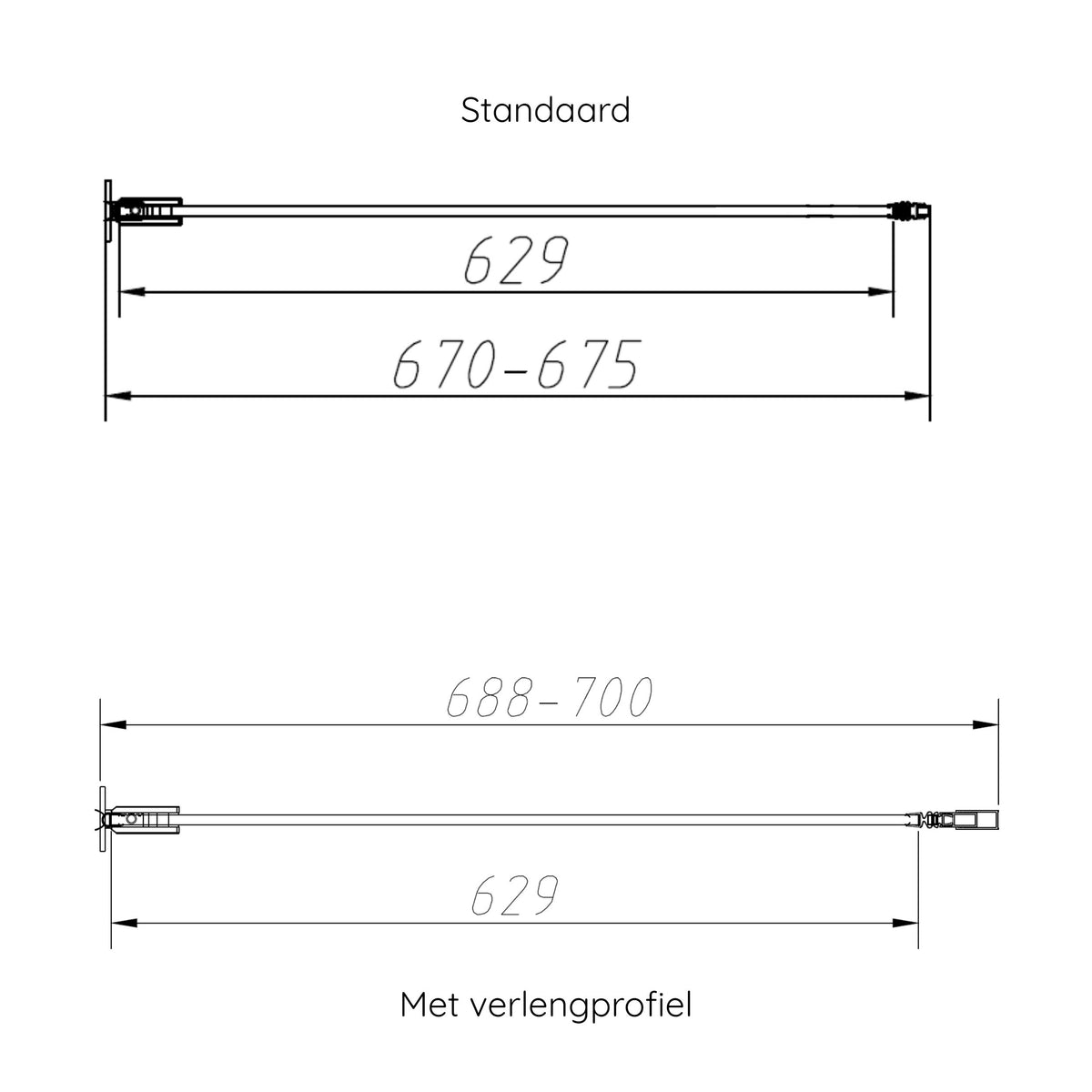 Sanitado Dalis Nisdeur Helder Glas RVS Profielen 70x200 cm
